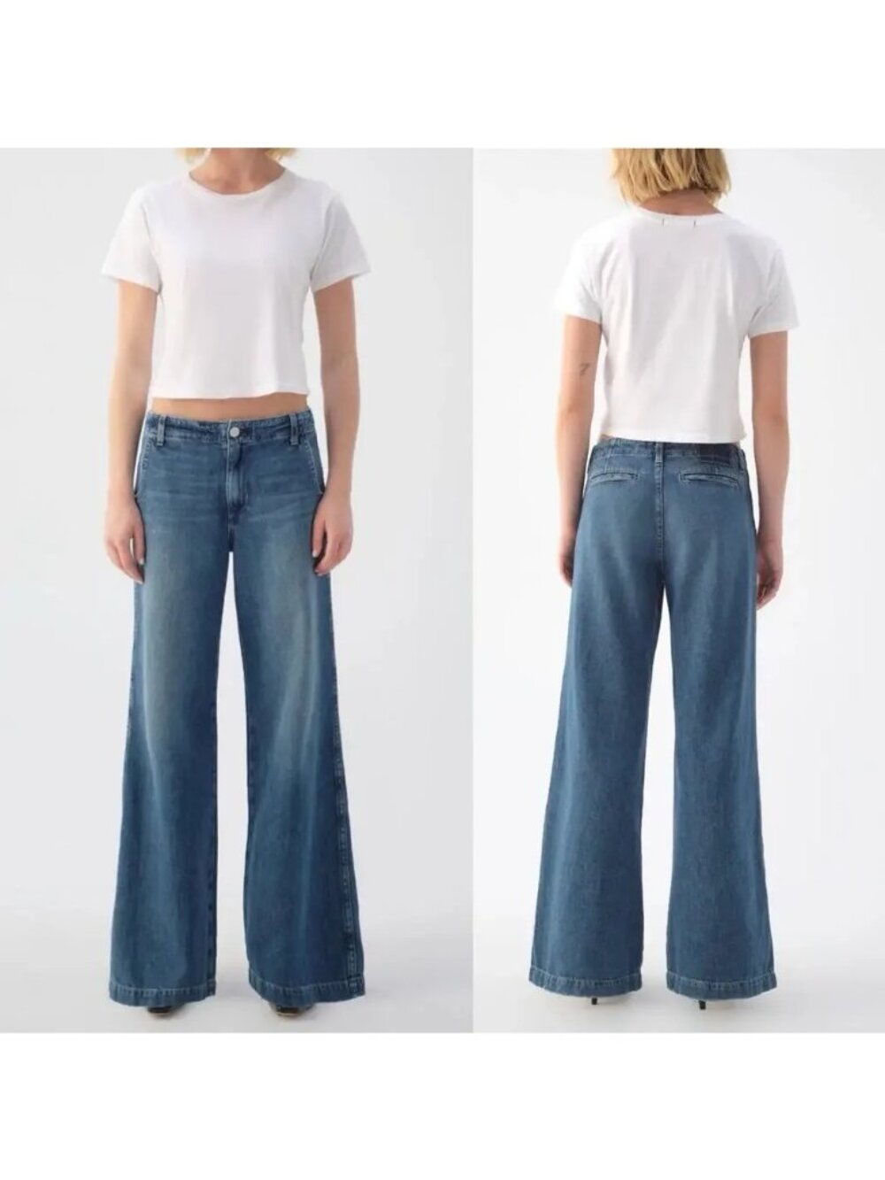 Amo Edith Wide Leg Flared Trousers Jeans 26